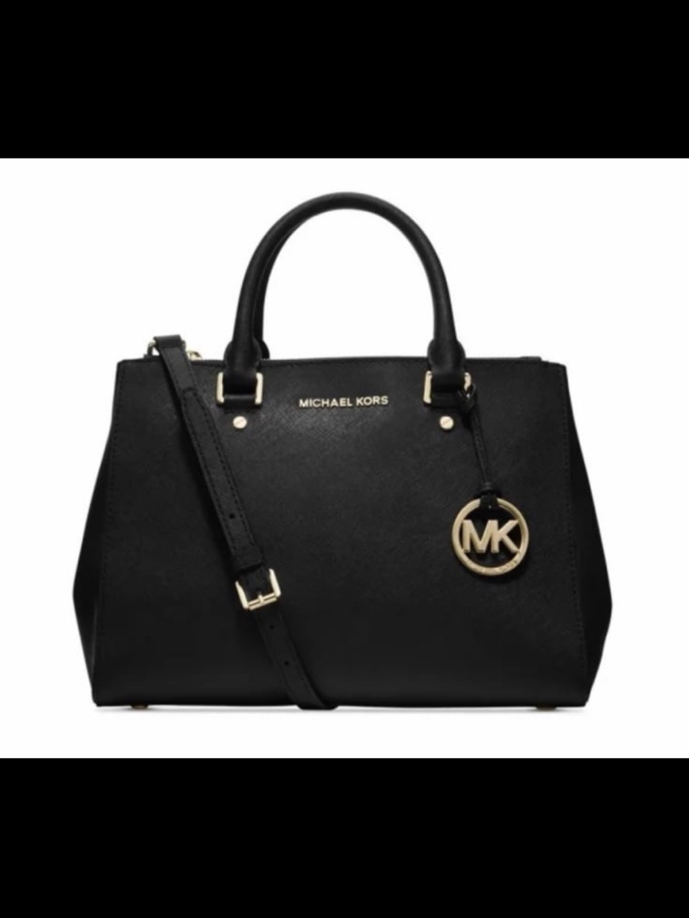 Michael Kors medium
Savannah Black Saffiano Leather Satchel bag tote